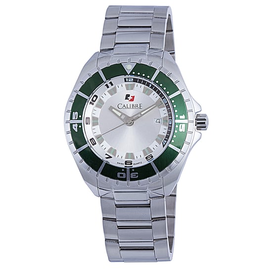 Calibre Men's Sea Knight Swiss Made Movement Watch Silver Stainless Steel Strap White Dial - Image 1