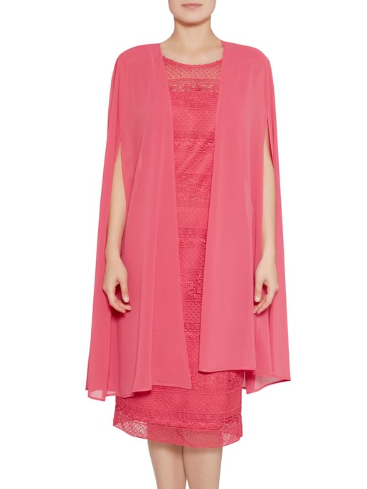Gina Bacconi Chiffon Cape in Red