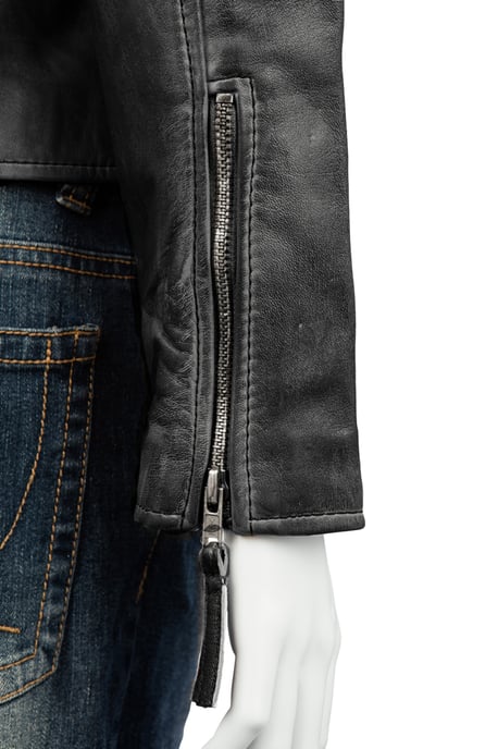 Ladies Asymetric Black Biker Jacket
