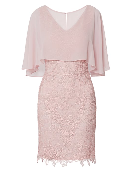 Gina Bacconi Jonina Embroidered Dress with Cape in Pink