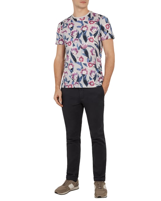Ted Baker Dobit Tulip Printed T-Shirt, Light Grey
