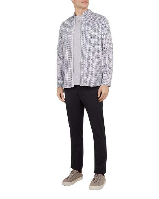 Ted Baker Longtel Long-sleeved Geo Print Shirt, Blue