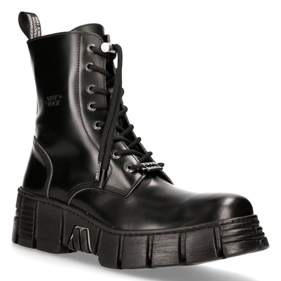 New Rock Boots Leather Ankle Tower Biker Boots-M-WALL026N-C5