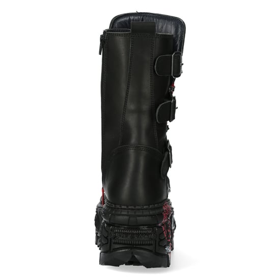 New Rock Mid Calf Punk Leather Boots-WALL028B-C1