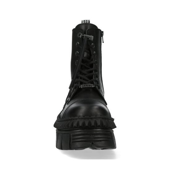 New Rock Black Leather Boots-WALL083CCT-S6
