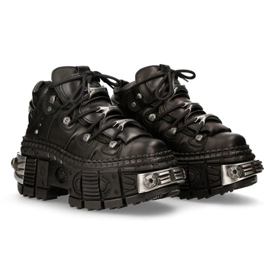New Rock Leather Platform Ankle Boots-WALL106-S10
