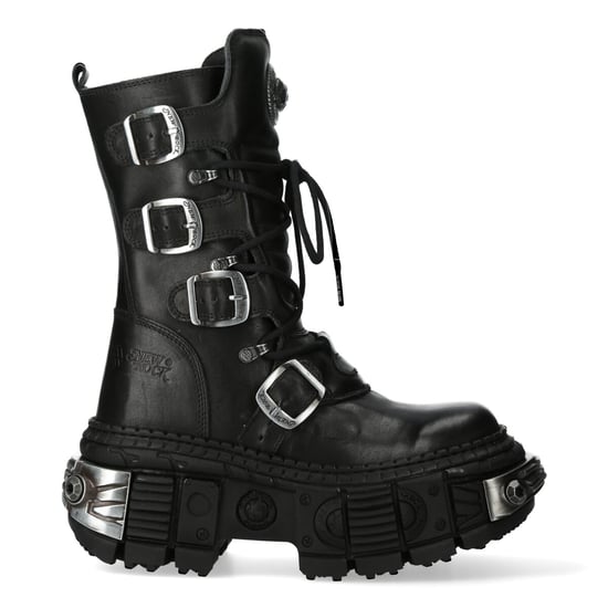 New Rock Mid Calf Gothic Leather Boots-WALL1473-S3