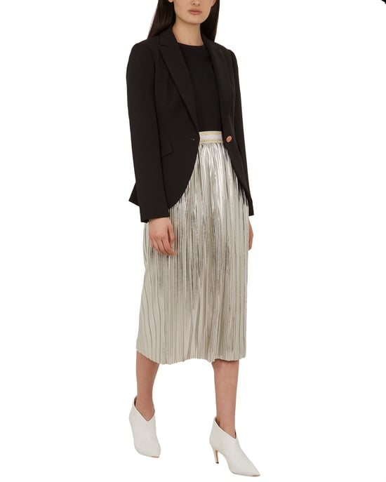 Ted Baker Ariiana Metallic Pleated Midi Skirt in Light Grey