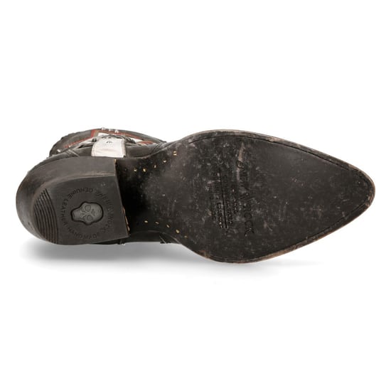 New Rock Grey Leather Pointed Cowboy Boots- WSTM004-S2