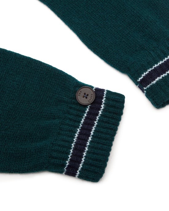 Ted Baker Pairs Stripe Cuff Knitted Gloves, Teal Blue