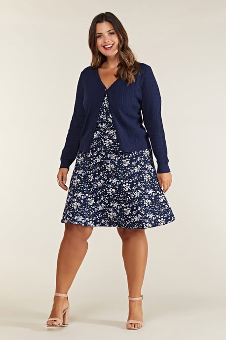 Pointelle Stitch Cardigan With Daisy But
