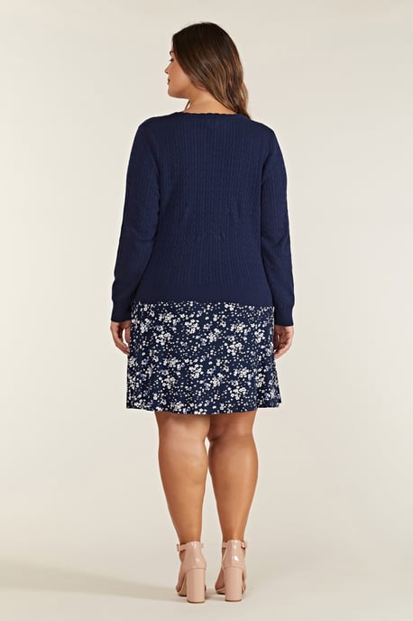 Pointelle Stitch Cardigan With Daisy But