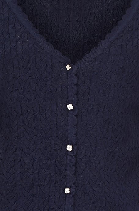 Pointelle Stitch Cardigan With Daisy But