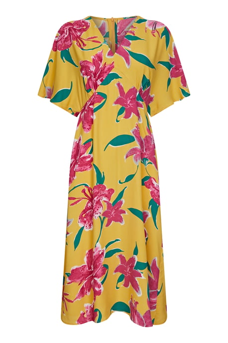 Hibiscus Flower Kimono Midi Dress