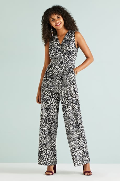 Leopard Print Wrap Jumpsuit