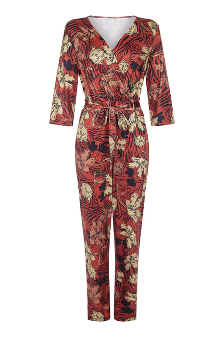 Animal Stripe Print Jersey Jumpsuit