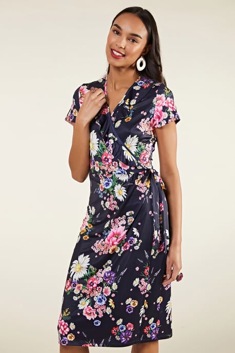 Daisy Bouquet Frill Wrap Dress