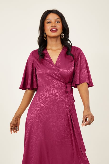 Yumi Fuchsia Wrap Midi Dress