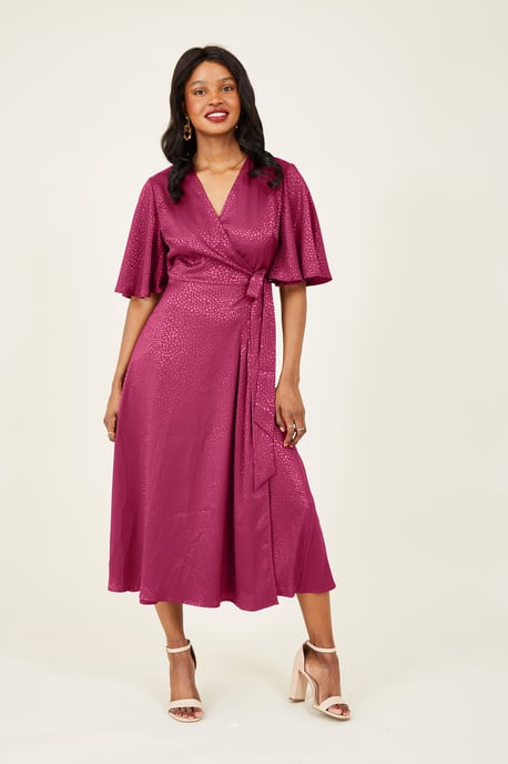 Yumi Fuchsia Wrap Midi Dress