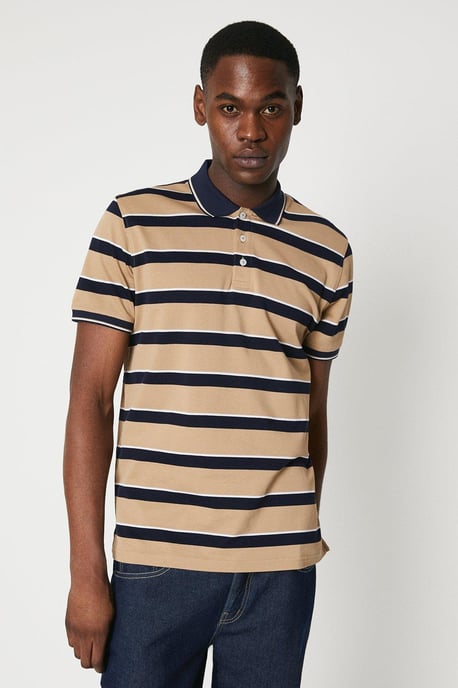 Natural Stripe Pique Polo - Image 1