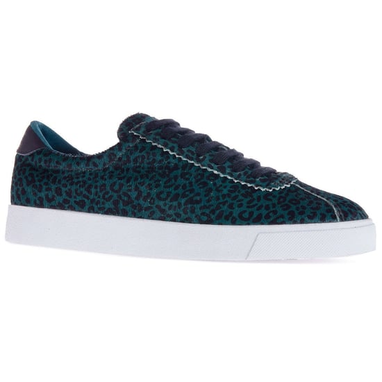 Superga Womens/Ladies 2843 Club S Leopard Print Cowhide Leather Trainers (Teal Green)
