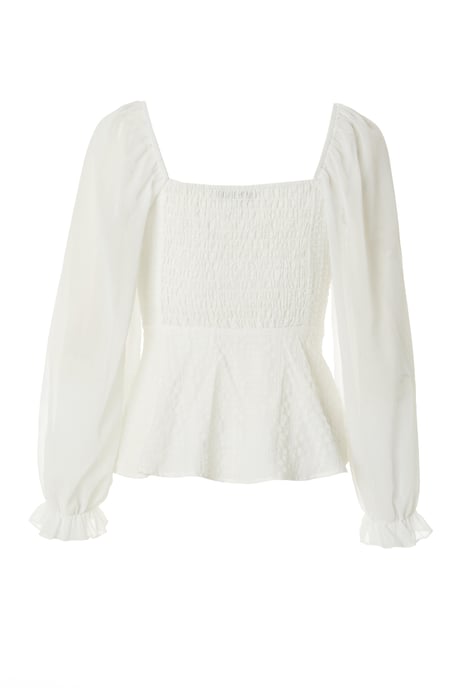 White Chiffon Peplum Top