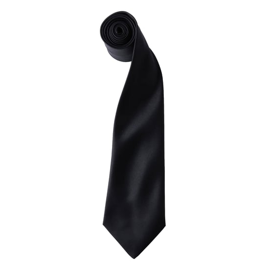 Premier Kleuren Heren Satin Clip Tie (Pakket van 2) (Zwart) - Image 1