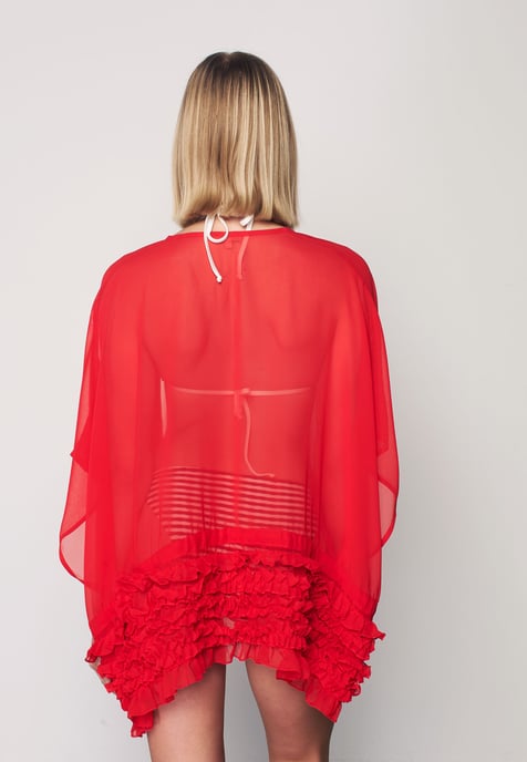 Herita Kimono met Ruches - Rood - Image 6