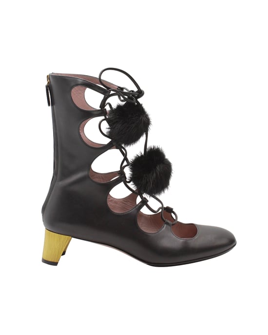 Gucci Heloise Lace-up Gladiator Boots In Black Leather - Image 1