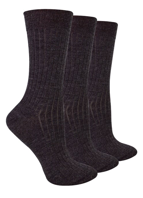 Steven - Dames 3 Paar Originele Merino Wol Sokken - Warme Wintersokken Multipack - Donker Grijs - Image 1