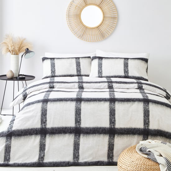 Textured Mohair Check Cotton Duvet Covet Set