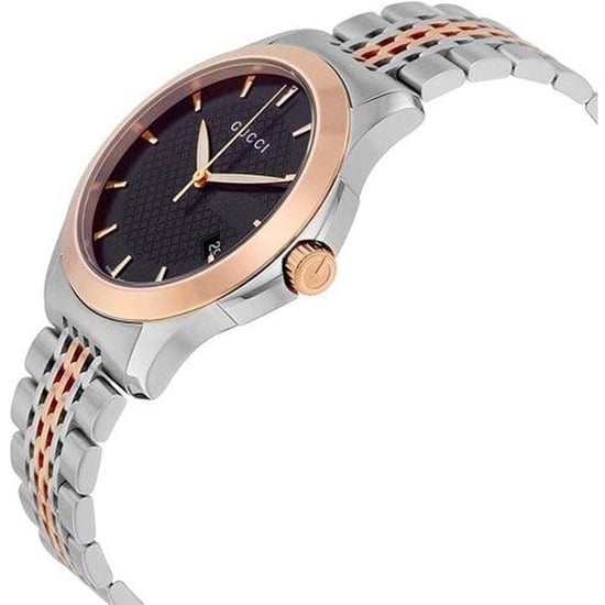 Gucci YA126410 Men's G-Timeless 38mm Black Face Two-Tone Watch