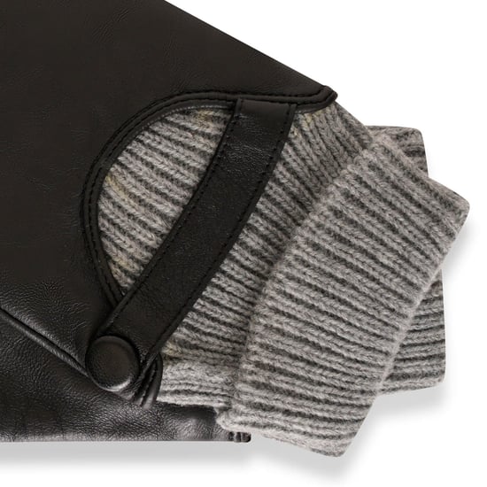 Barneys Originals Real Leather Gloves with Grey Knit Cuff