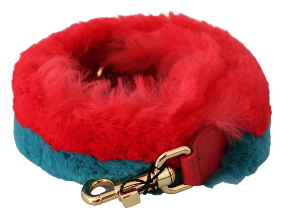 Dolce & Gabbana Red Blue Rabbit Fur Leather Shoulder Damesriem - Image 1
