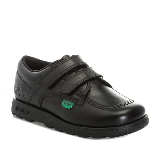 Kickers Childrens Fragma Lo leren schoenen met bandjes voor jongens, zwart - Image 2