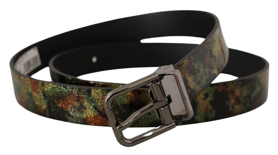 Dolce & Gabbana Men's Black Sparkling Leather Black Metal Buckle Belt