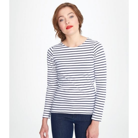 SOLS Womens/Ladies Marine Long Sleeve Stripe T-Shirt (White/Navy)