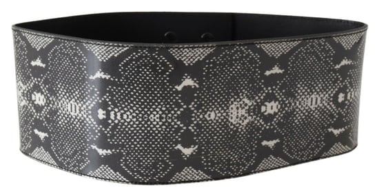 Ermanno Scervino Women's Black Wide Leather Snakeskin Design Waist Belt