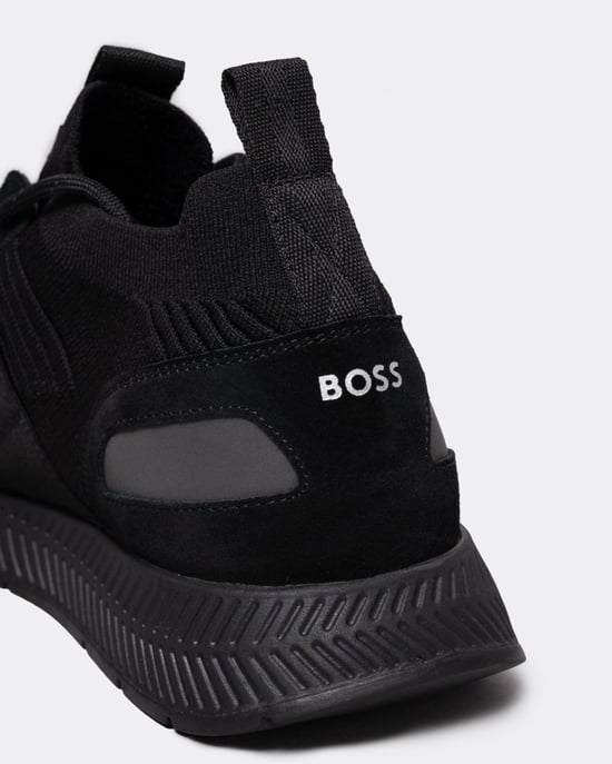 BOSS Orange Titanium_Runn Mens Structured-Knit Sock Trainers With Branding NOS