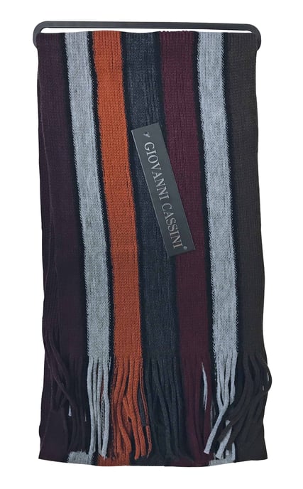 Mens Italian Inspired Warm Knitted Striped Winter Scarf One Size