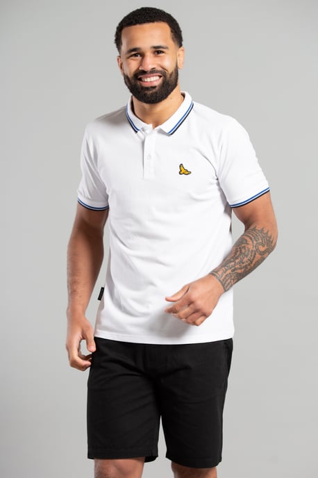 White Short Sleeve Cotton Contrast Collar Polo Shirt