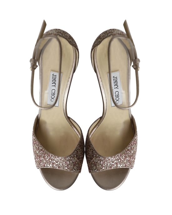 Jimmy Choo Plateausandalen in Roze Glitters - Image 5