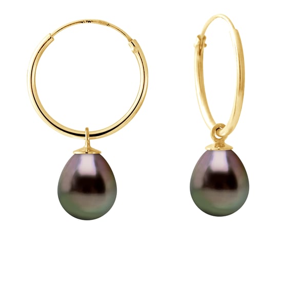 DIADEMA - Earrings - Yellow Gold and Real Tahitian Pearls