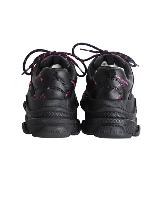 Balenciaga Triple S Allover Logo Sneakers in Black Polyurethane