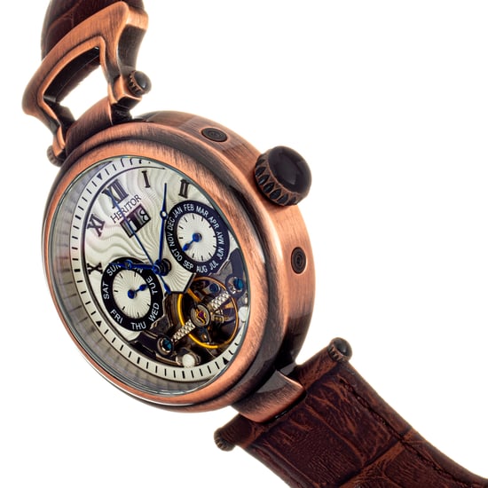 Heritor Automatische Ganzi Semi-Skelet Herenhorloge met Leren Band - Image 3