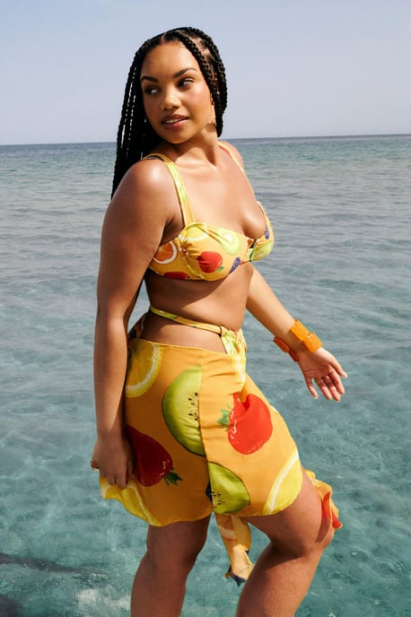 Plus Fruit Print Tie Side Sarong