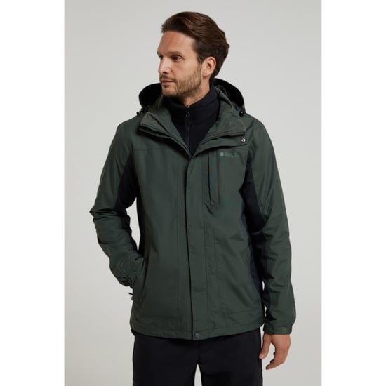 Mountain Warehouse Heren Thunderstorm 3 in 1 Waterdichte Jas (Khaki) - Image 1