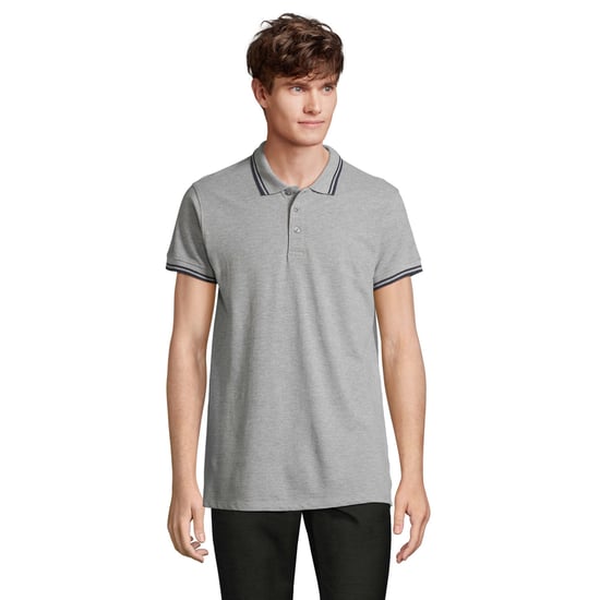 SOLS Heren Pasadena Melange Poloshirt (Grijs Melange/Zwaar) - Image 1