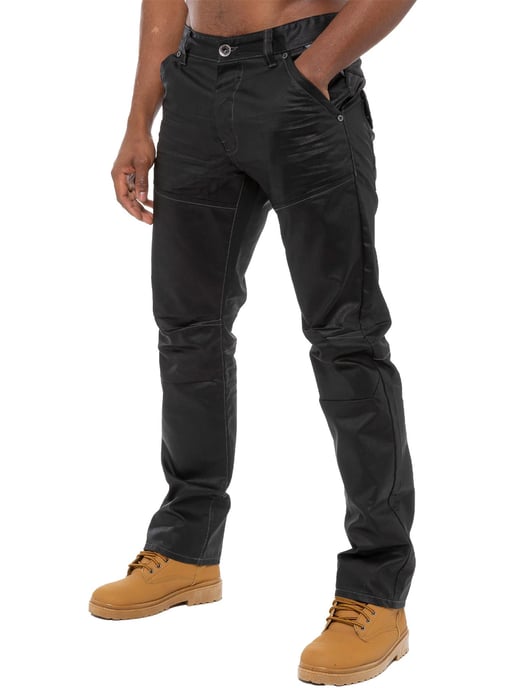 Enzo Mens Denim Jeans Straight Leg - Black Coated