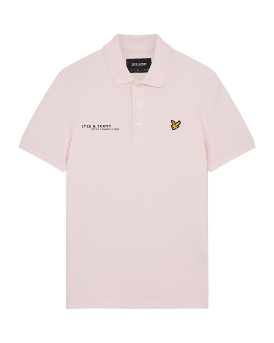 Lyle & Scott men's polo shirt with Co-Ordinates print in pink